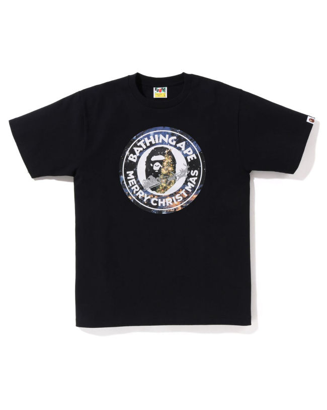 A Bathing Ape Christmas Busy With Work Tee In Black