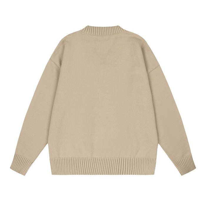 AMI Big Logo V Neck Sweater Brown