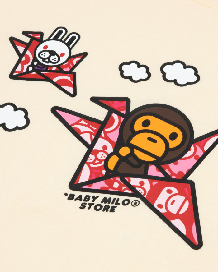 A Bathing Ape Baby Milo print tee In Cream