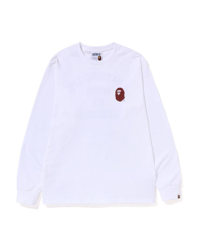 A Bathing Ape Lettered L/S Tee In White