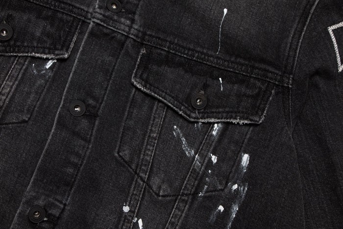 Off-White Diagonal Outline Paint Slim Fit Denim Jacket