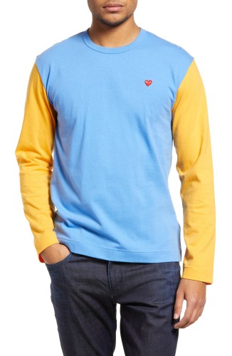 Men's Colorblock Long Sleeve Cotton T-Shirt