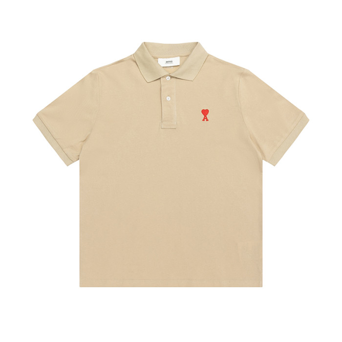 AMI Small Logo Short Sleeve Shirt Brown