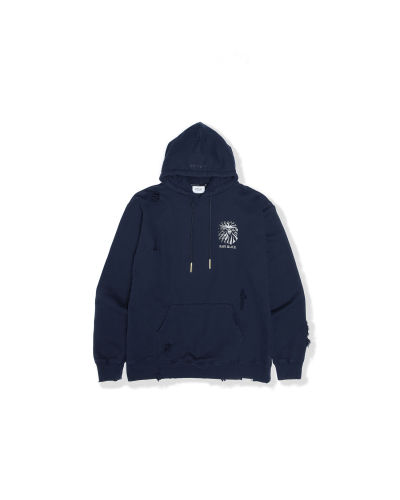 A Bathing Ape Distressed logo hoodie In Navy Blue