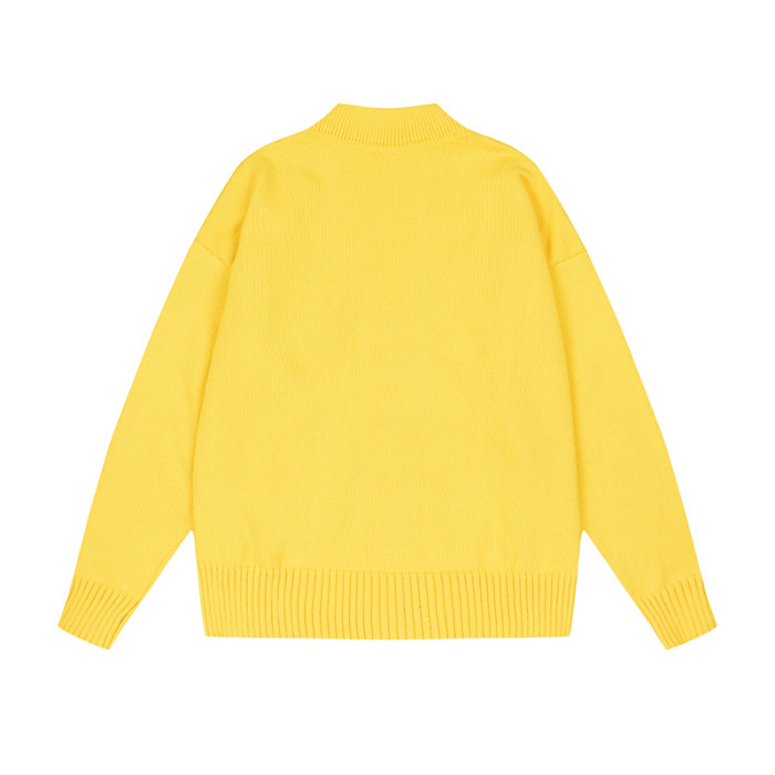 AMI Logo Cardigan Sweater Yellow