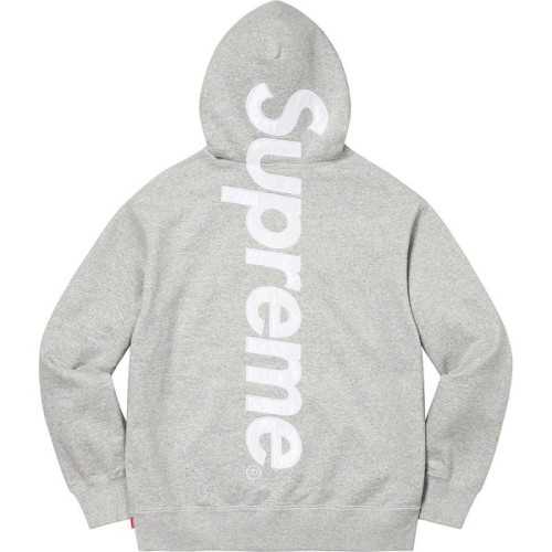 Supreme Satin Applique Hooded Sweatshirt Grey