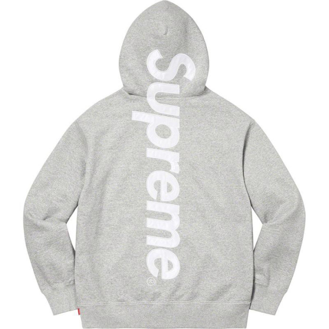 Supreme Satin Applique Hooded Sweatshirt Grey