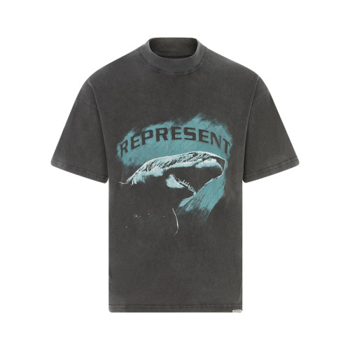 REPRESENT  SHARK VINTAGE GREY TEE