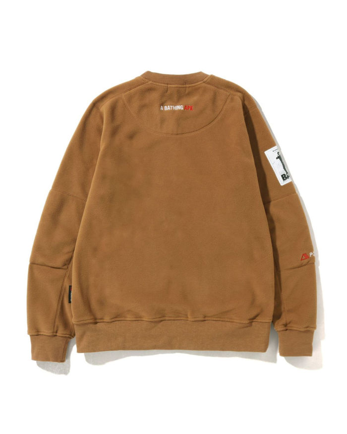 A Bathing Ape X Polartec Wide Fit Crewneck In Camel