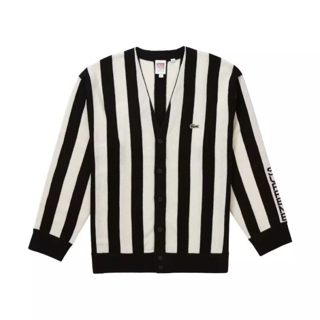 Supreme Stripe Cardigan Hoodie Black
