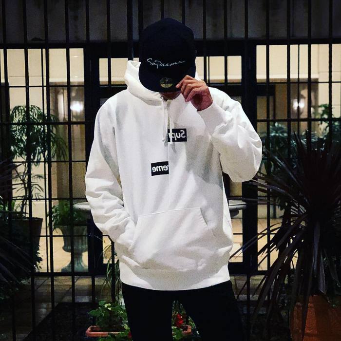 Supreme ×CDG Box Logo Hoodie White