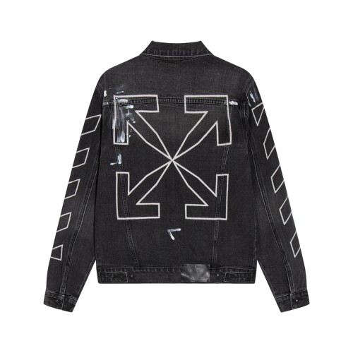 Off-White Diagonal Outline Paint Slim Fit Denim Jacket