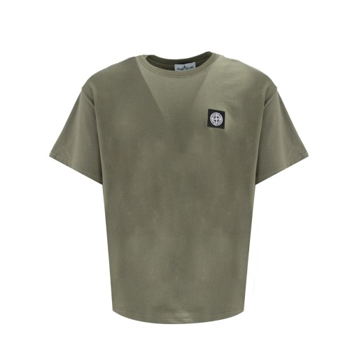 Stone Island Logo Tee In Army Green