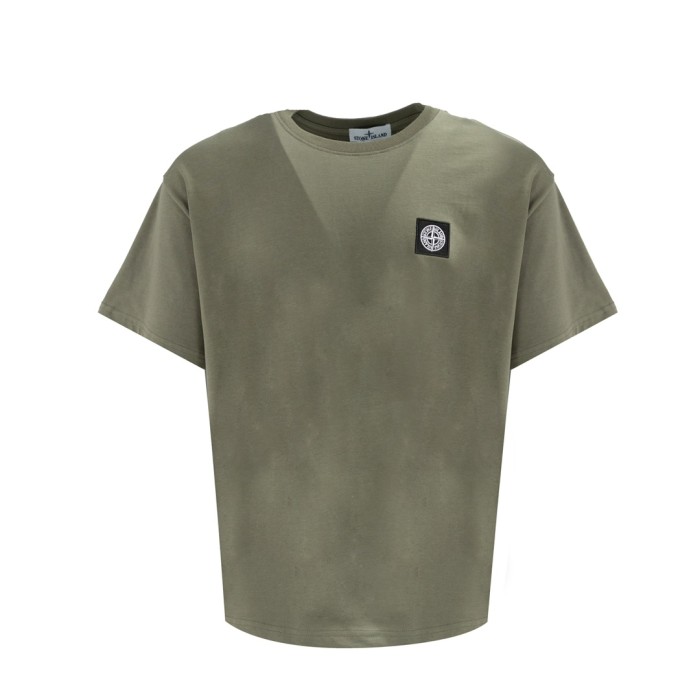 Stone Island Logo Tee In Army Green