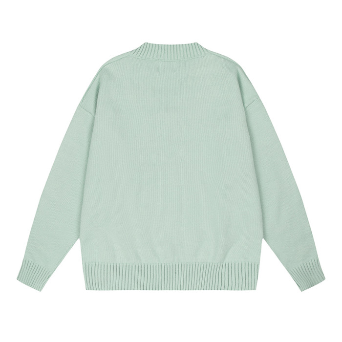 AMI Big Logo V Neck Sweater Mint Green