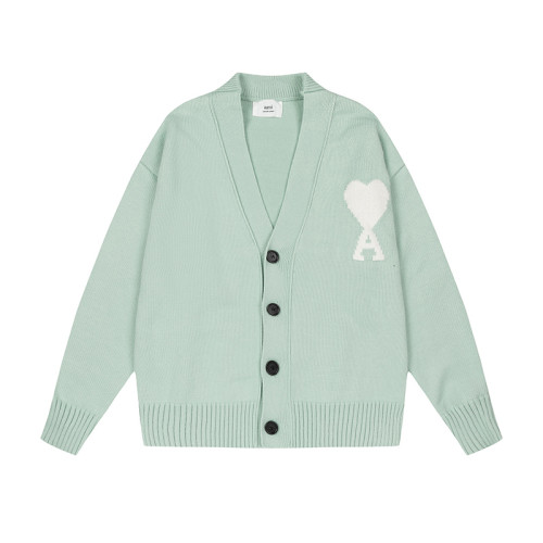 AMI Logo Cardigan Sweater Mint Green