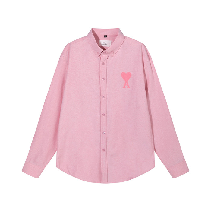AMI Long Sleeve Logo Shirt Pink