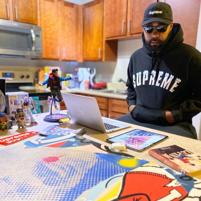 Supreme Icy Arc Logo Hoodie Black/White