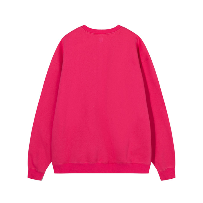 AMI  Solid Color Crewneck Hoodie Rose Red