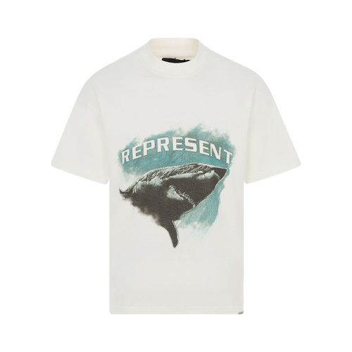 REPRESENT  SHARK FLAT WHITE TEE