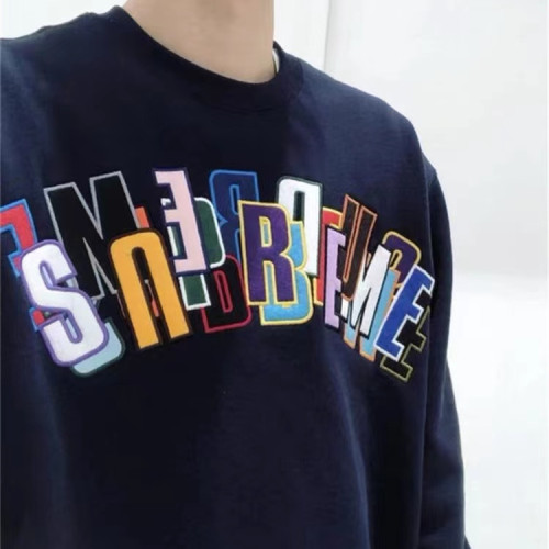 Supreme Stacked Crewneck Hoodie Navy