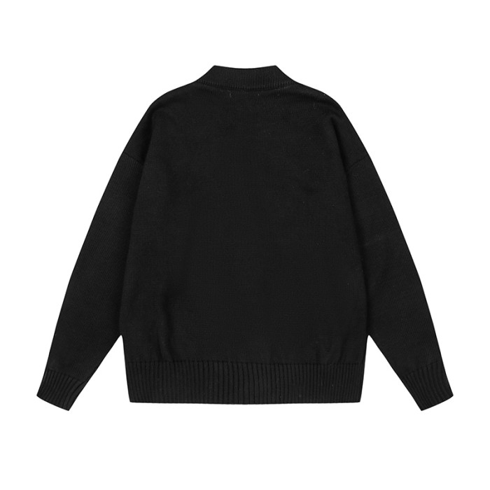 AMI Logo Cardigan Sweater Black