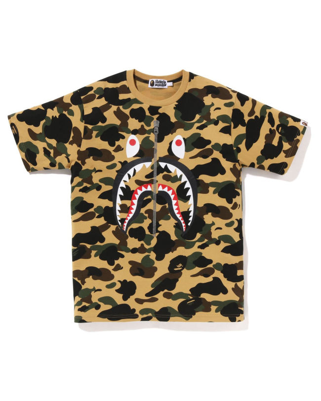 A Bathing Ape 1st Camo Shark Tee In Yellow