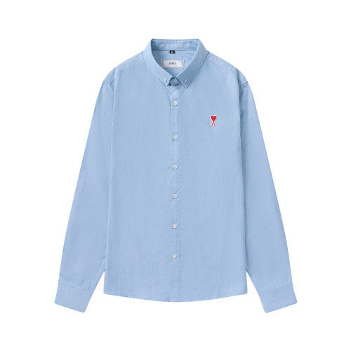 AMI Long Sleeve Logo Shirt Blue