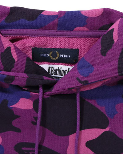 A Bathing Ape X Fred Perry Color Camo Pullover Hoodie
