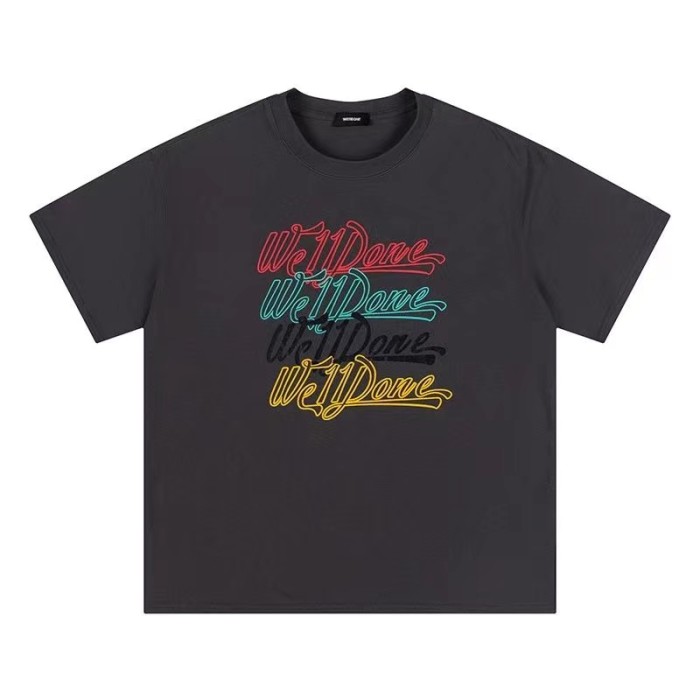WE11DONE Multicolor Logo Tee Grey