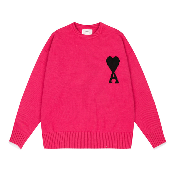 AMI  Logo Crewneck Hoodie Rose Red
