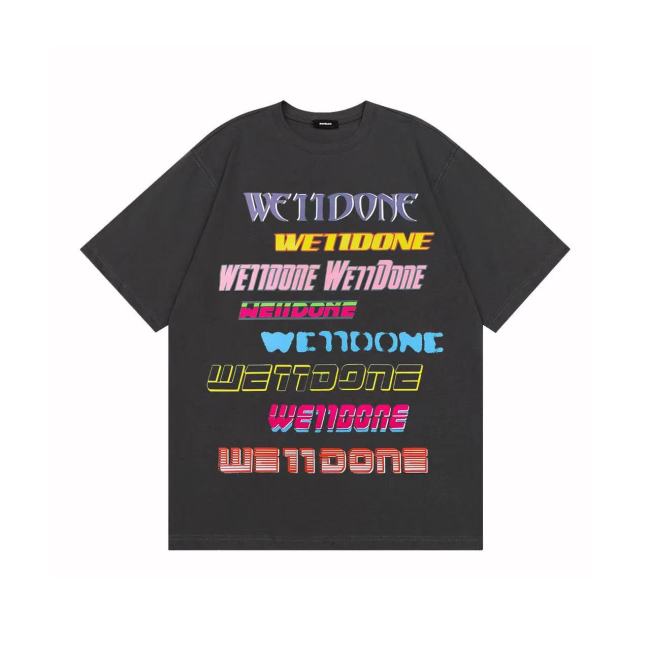 WE11DONE Gradient Color Graffiti Tee Black
