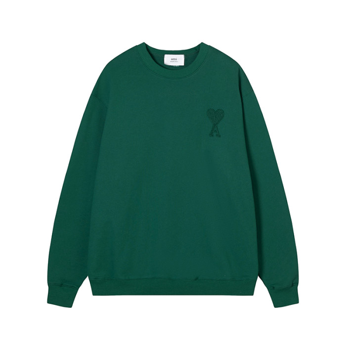 AMI Classic Logo Crewneck Hoodie Dark Green