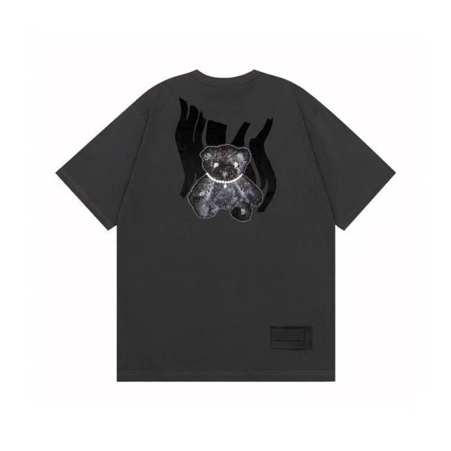 WE11DONE 2021 New Reflection Flocking Luminous Bear Tee Grey