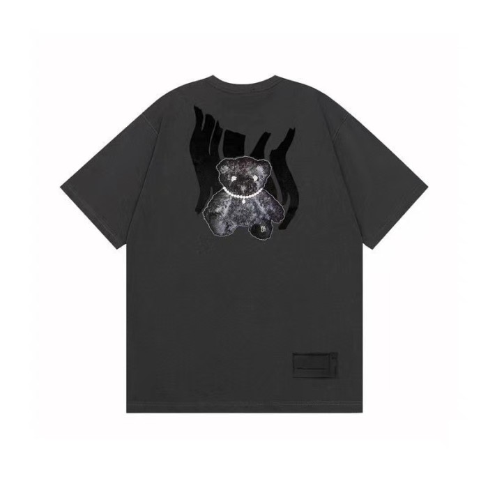WE11DONE 2021 New Reflection Flocking Luminous Bear Tee Grey