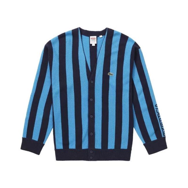 Supreme Stripe Cardigan Hoodie Blue