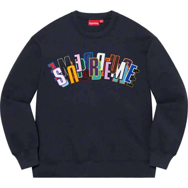 Supreme Stacked Crewneck Hoodie Navy
