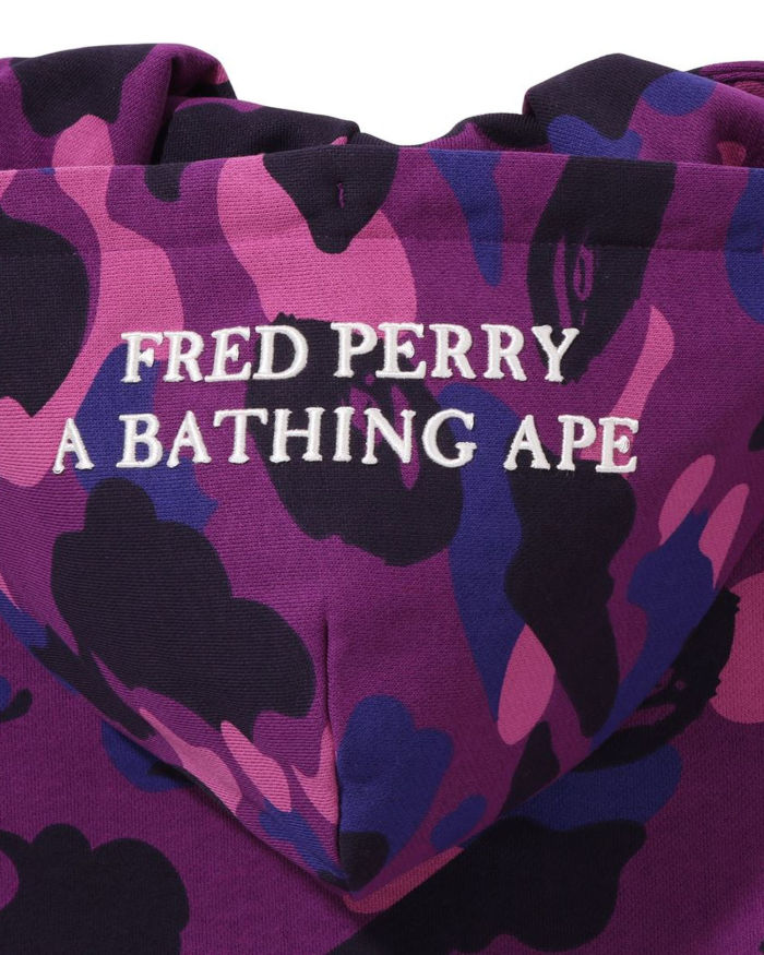 A Bathing Ape X Fred Perry Color Camo Pullover Hoodie
