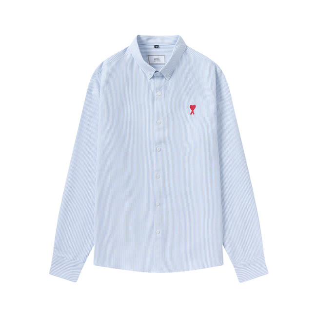 AMI Long Sleeve Logo Shirt Light Blue