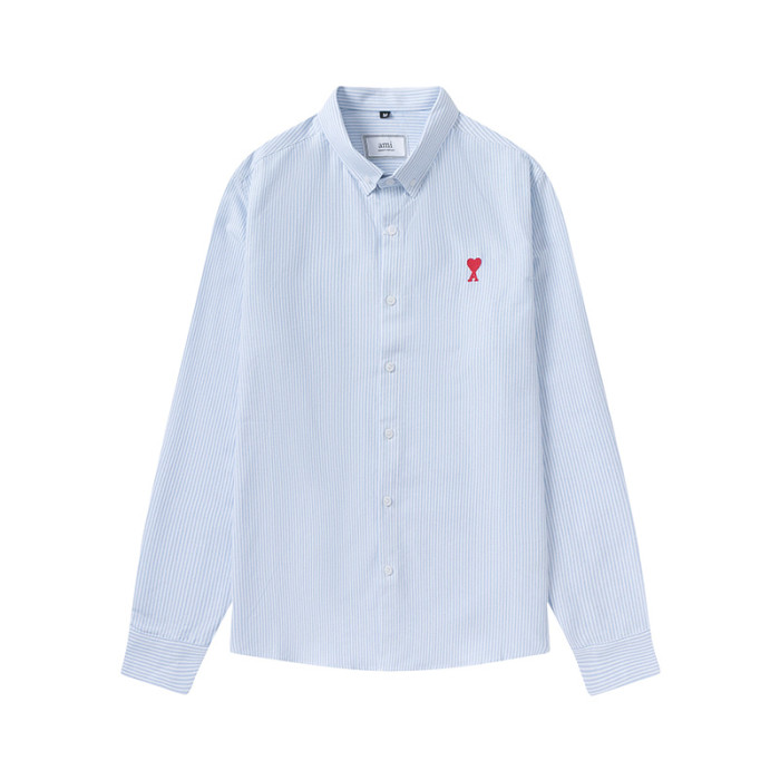 AMI Long Sleeve Logo Shirt Light Blue