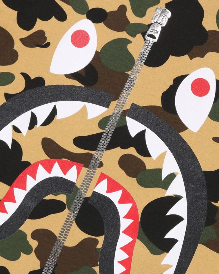 A Bathing Ape 1st Camo Shark Tee In Yellow