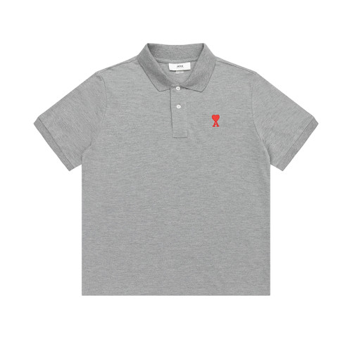 AMI Small Logo Short Sleeve Shirt Grey
