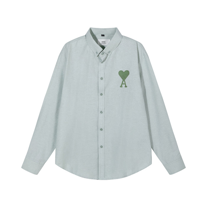 AMI Long Sleeve Logo Shirt Light Green