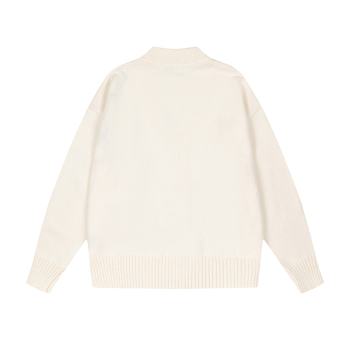 AMI Logo Cardigan Sweater Cream