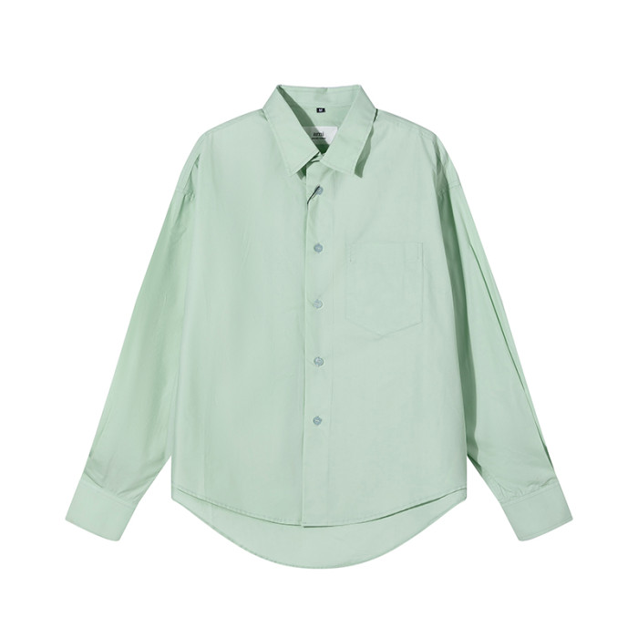 AMI Long Sleeve Solid Color Shirt Light Green