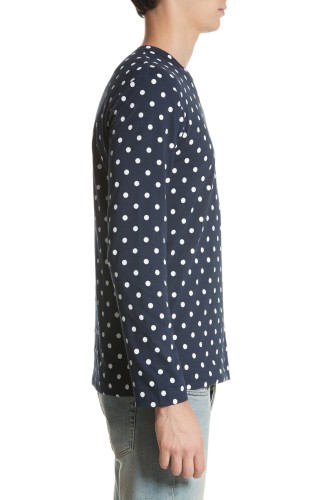 Dot Print Long Sleeve Crewneck T-Shirt