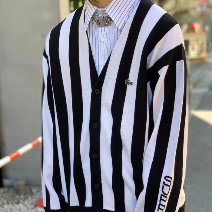 Supreme Stripe Cardigan Hoodie Black
