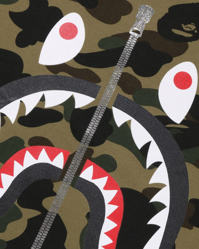 A Bathing Ape 1st Camo Shark Tee In Army Green