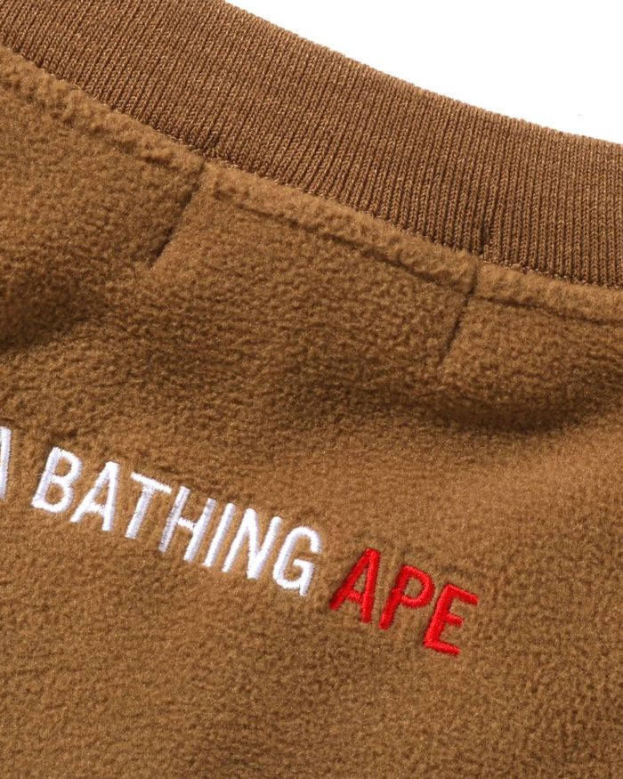 A Bathing Ape X Polartec Wide Fit Crewneck In Camel