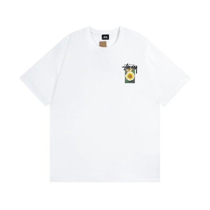 STUSSY Flower Grid Pigment Dyed Tee In White